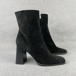Sam Edelman Ivette Boots Women 9.5 Black Suede Square‎ Toe 90s Mid Calf 90s Y2K
